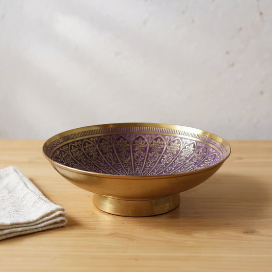 Elegant Brass Fruit Bowl | Purple