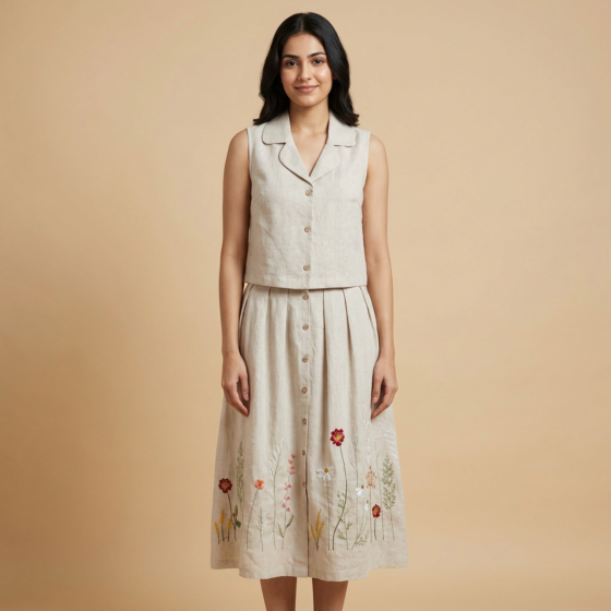 Handcrafted Ladies' Skirt & Top Set| Medium