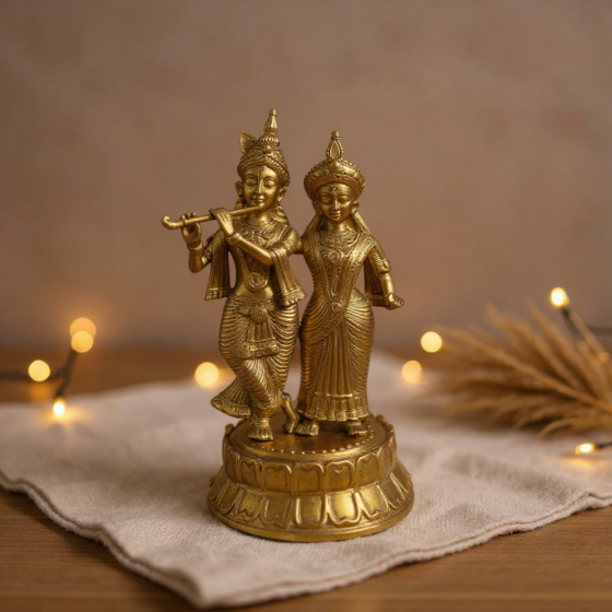 Goddess & God RADHA KRISHNA Idol - Big - Home Decor - Brass Item
