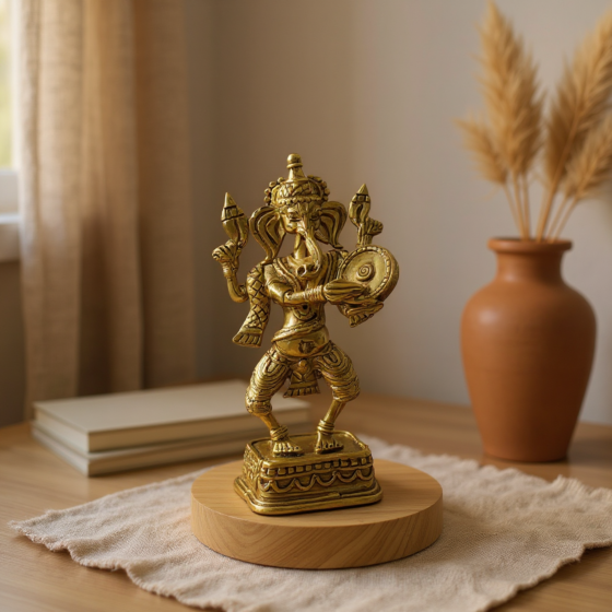 Handcrafted Dancing Ganesha with Dafli Brass Showpiece | Bengal Dokra Craft