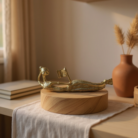 Sleeping Lady Book Reading Big Curved- Home Decor - GI Certified Bengal Dokra