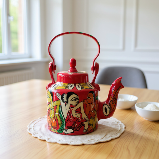 Handmade Decorative Tea Kettle I Red