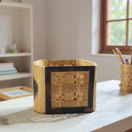 Handcrafted Bamboo Pen Stand | 11 x 5 x 10 inches