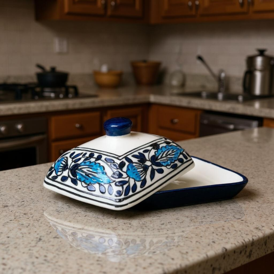 Ceramic Dish with Lid | Blue Pottery
