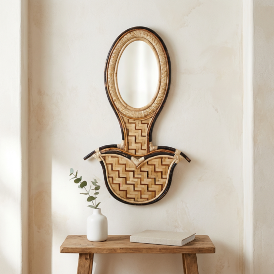 Handmade Bamboo Mirror Stand | Mirror Wall Hanging