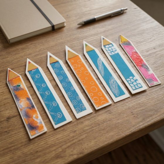 Handmade Multicoloured Pencil-Shaped Bookmarks | Set of 7