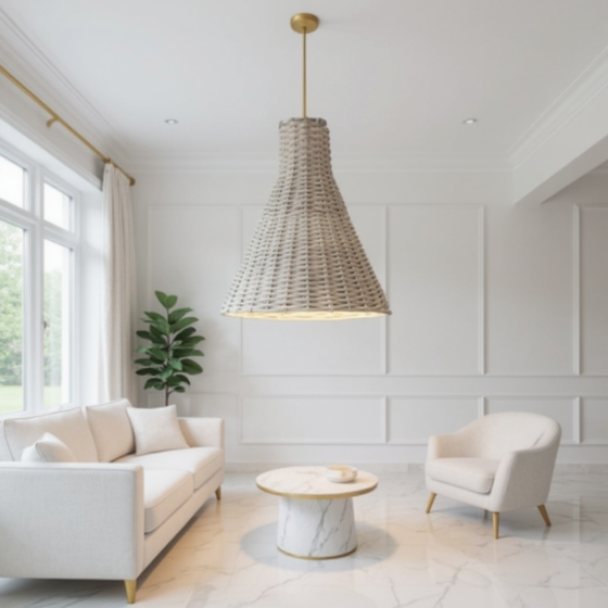 Hanging Bamboo Cane Lamp for Interior Decor Lamp | Covered | Natural 