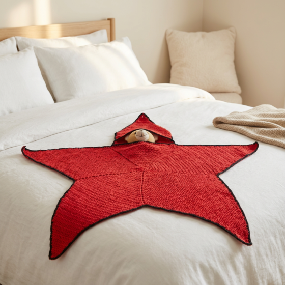 Handwoven Crochet Baby Star Blanket | Red
