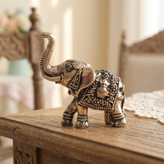 Mini Brass Elephant Statue for Home Decor & Vastu