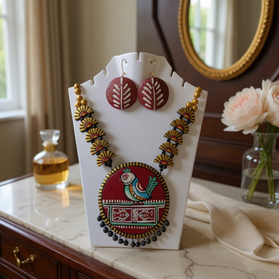 Terracotta Necklace with Earrings