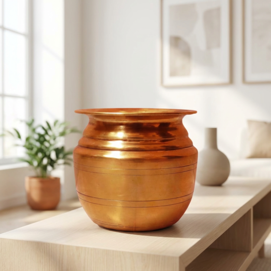 Handcrafted Traditional Brass Kalash for Puja, Decor KBH08817