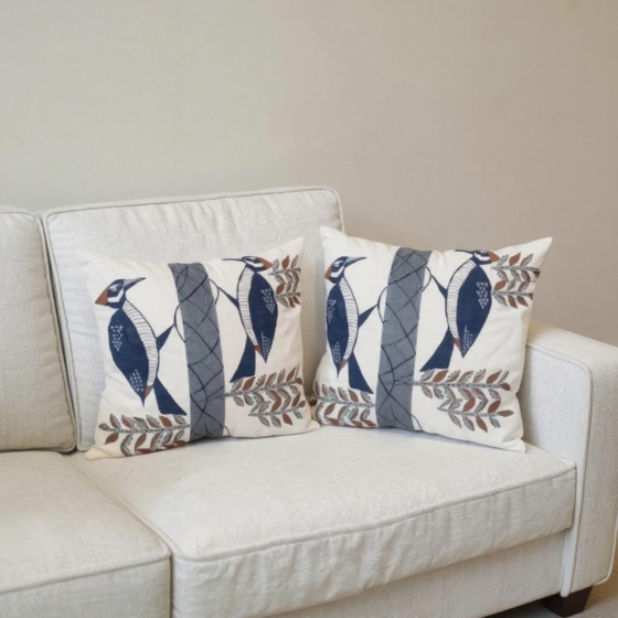 Hand Painted Cushion Covers | Set of 2 | 16x16 Inches