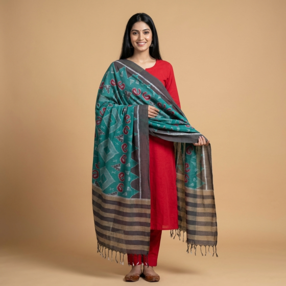 Handloom Cotton Ikat Dupatta