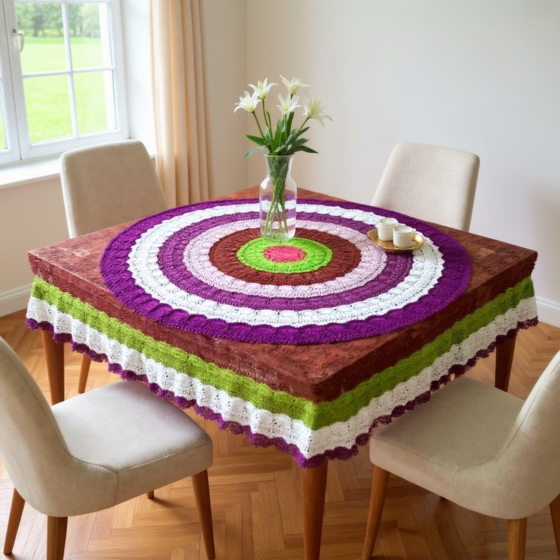 Handmade Crochet Dinning Table Cover | Multicolour
