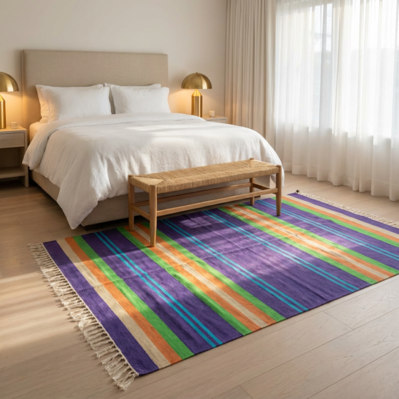 Handloom Multicolour Cotton Durrie | 72"x34"