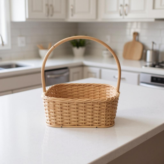 Cane Bamboo Square Handle Packaging Basket for Festival Gifts Packing