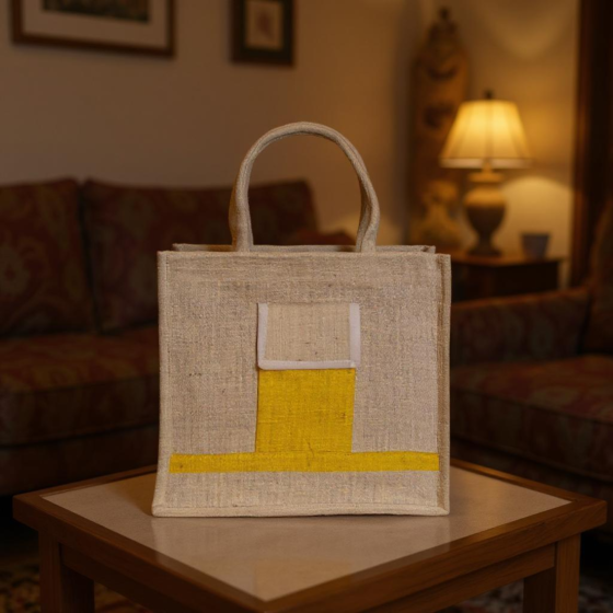 JUTE FRONT POCKET BAG