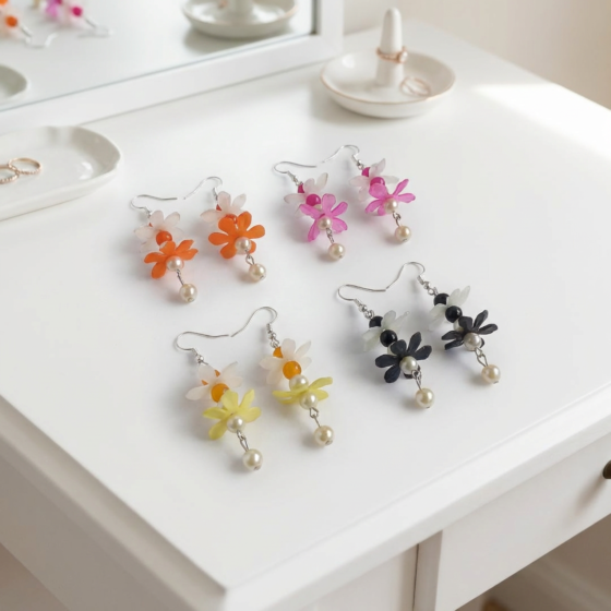 Handcrafted Multicoloured Fish Scale Earrings | Pair of 4