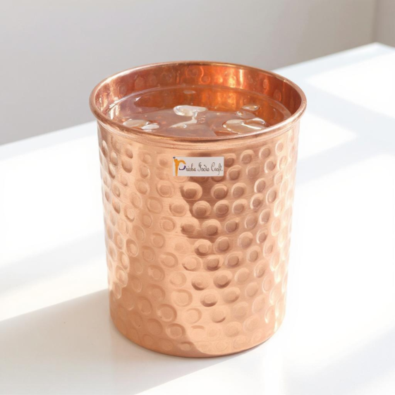 Hammered Copper Water Glass Tumbler | 250 ML