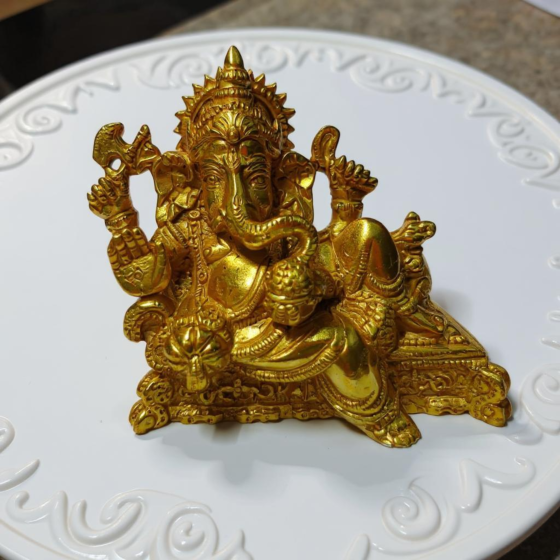 Handcrafted Lord Ganesha Brass Idol | 10x5x6 cm