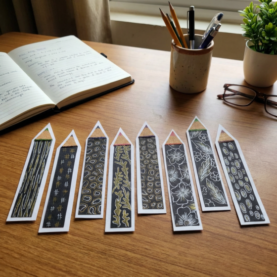 Handcrafted Pencil Shaped Bookmarks Set of 8