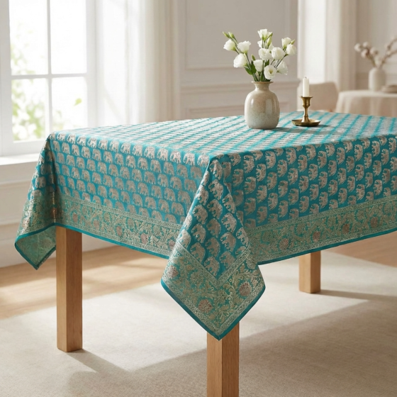 Handcrafted Table Cloth | 1 x 1 Metre | Emerald Green