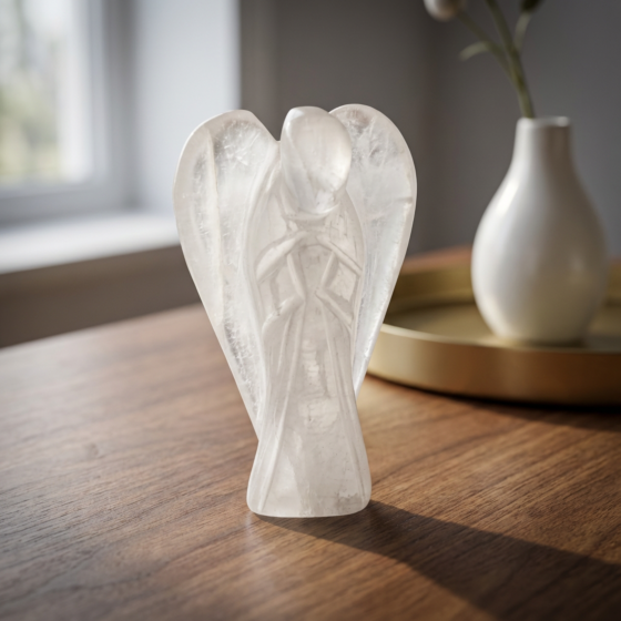 Handcarved Clear Quartz Angel Figurine
