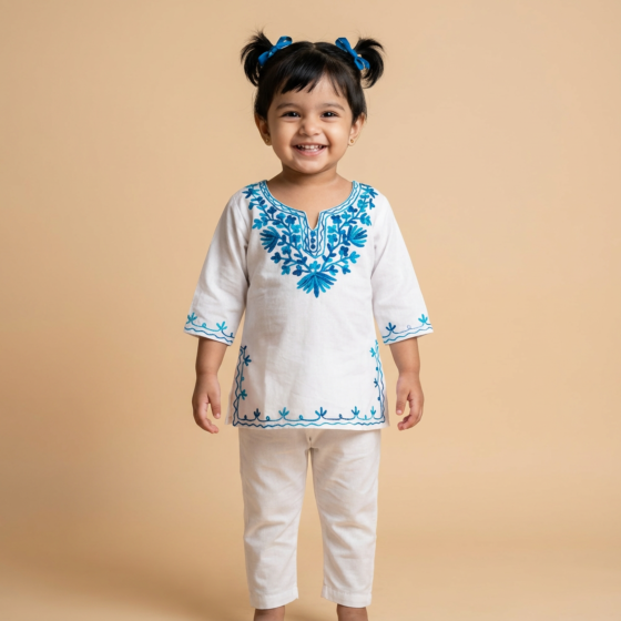 Baby emborided pure cotton kurti