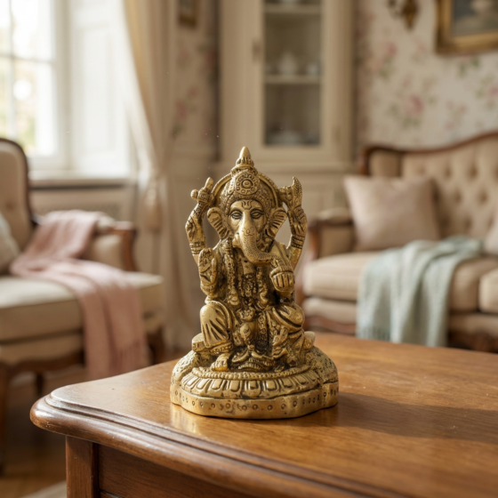 Handcrafted Brass Ganesha Figurine | 4 Inches