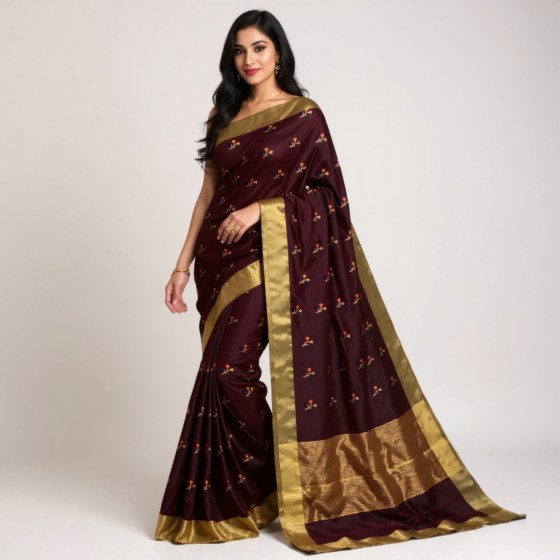Handloom Chanderi Silk Maroon Saree