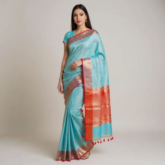 Banarasi silk saree-Sky Blue