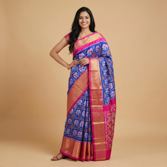 Handwoven Pochampally Ikat Silk Saree