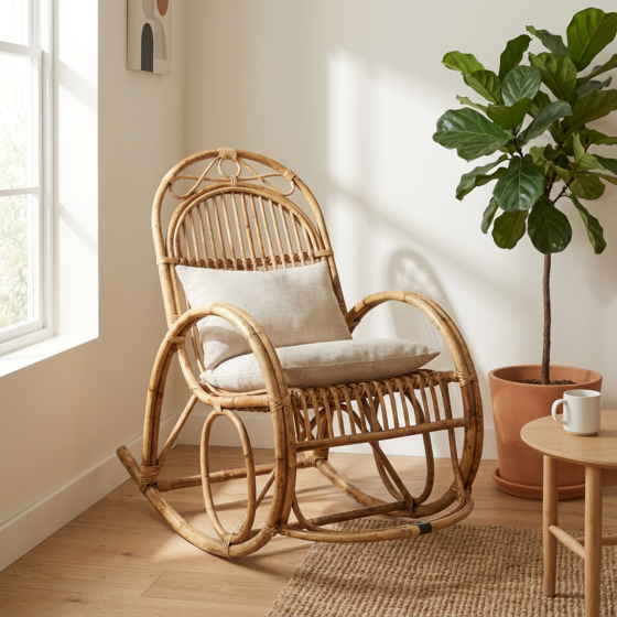Cane Rocking Chair with Cushion