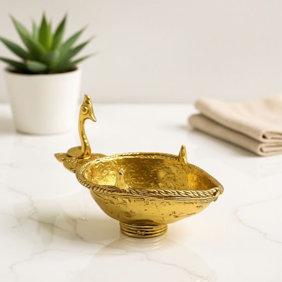 Diya 4 inch - Puja Accessories - GI Certified Bengal Dokra