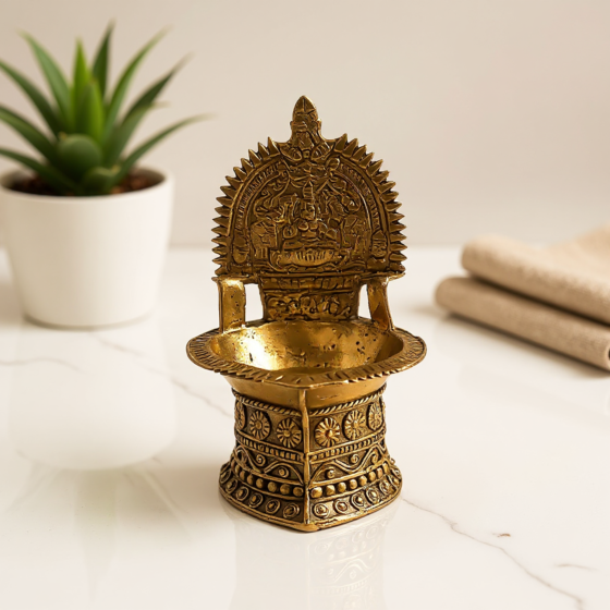 Gaja Laxmi Diya - Puja Accessories - GI Certified Bengal Dokra