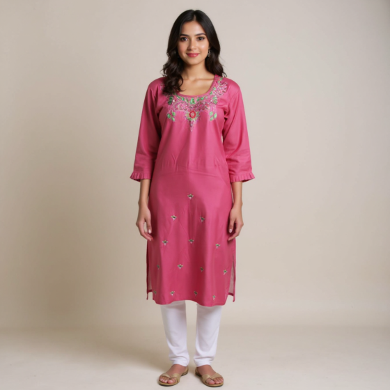 Zari and Zardozi Pink Kurti