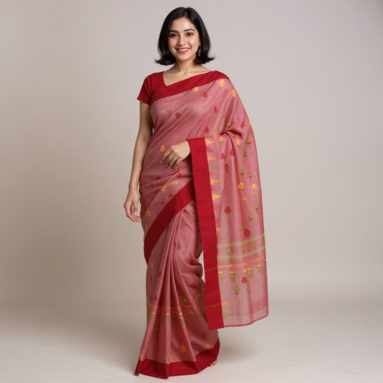 Bengal Traditional Cotton Saree | Red