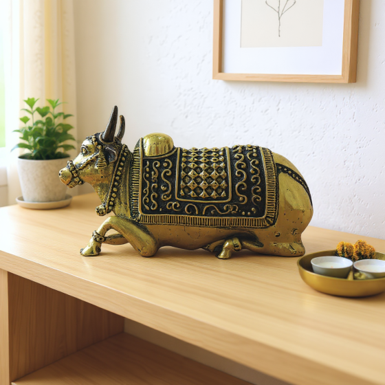 Brass Nandi statue KBH09301