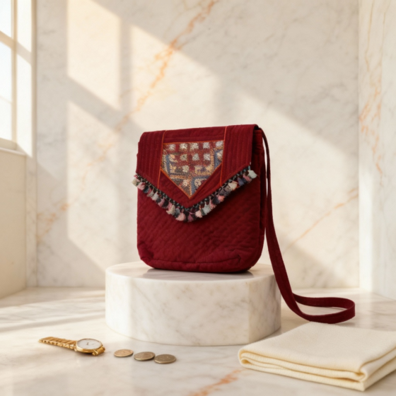 Kharek Embroidery Sling Bag | Chess Design 