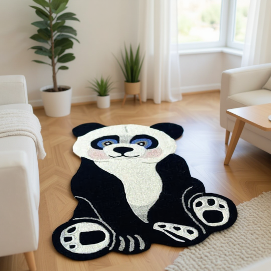 Handmade Panda-Shaped Carpet or Mat
