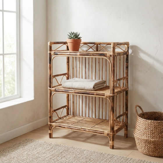 Handmade Bamboo Cane Rattan Rack for Home Decor