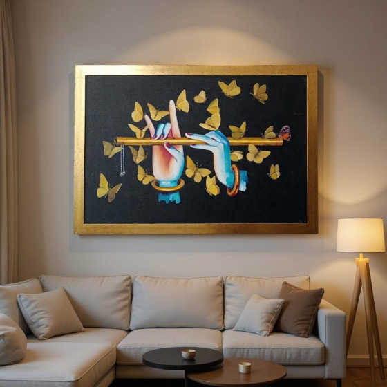 Krishna Flute Handmade Oil Painting On Canvas