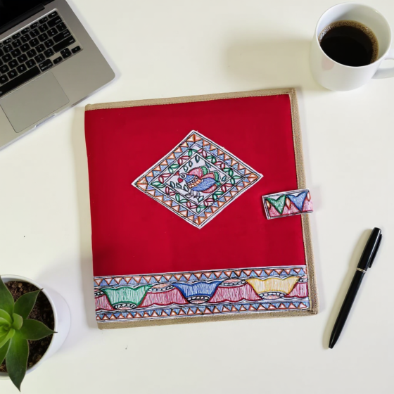 Hand-Painted Madhubani Folder I Red