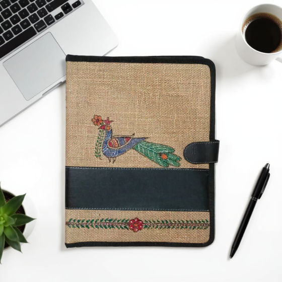 Exquisite Tikuli Painting Jute File Folder 