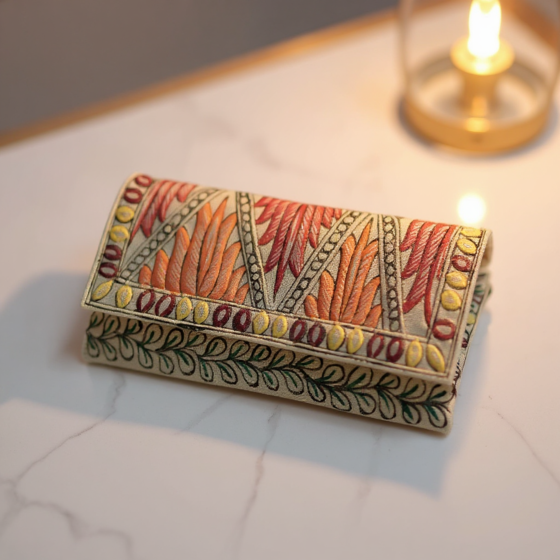 Madhubani Art Jute Clutch Bag