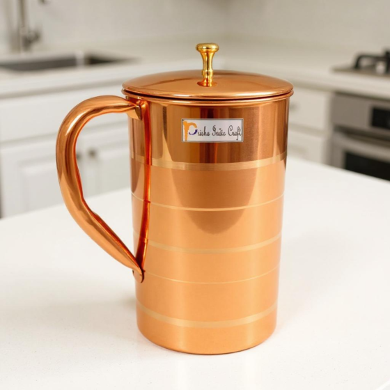 Pure Copper Water Jug | Drinkware Pitcher for Ayurveda Healing | Capacity 1600M L