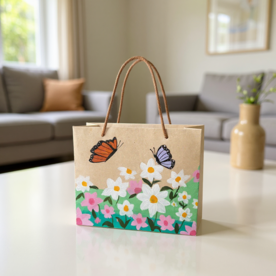 Hand Painted Gift Bag | Butterflies in Bloom  