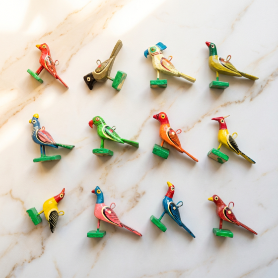 Handcrafted Wooden Bird Toys | Set of 12