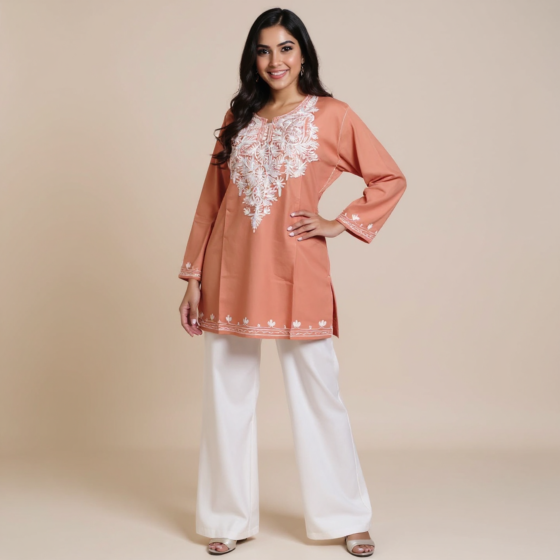 Women Embroidered Pure Cotton Straight Kurta  
