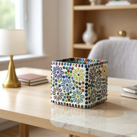 Square Glass Mosaic Candle Holder